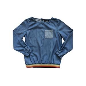 Kidpik Chambray Rainbow Stripe Top Size M(10)